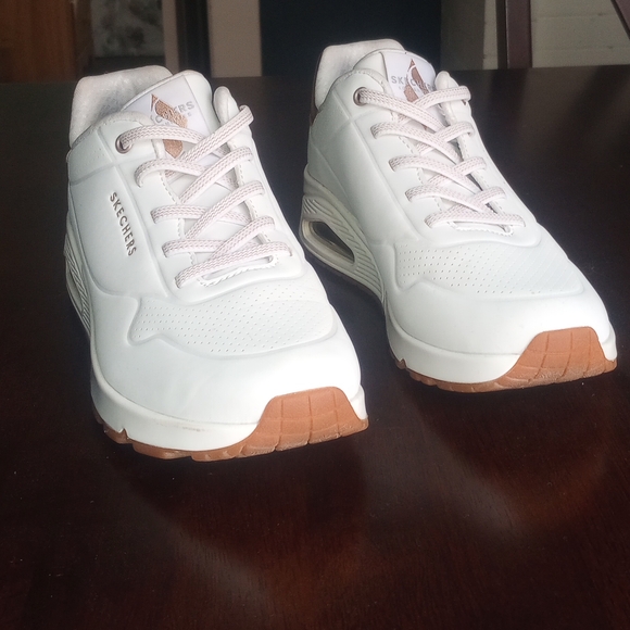 Skechers Shoes - Skechers Women's White and Brown Sneakers